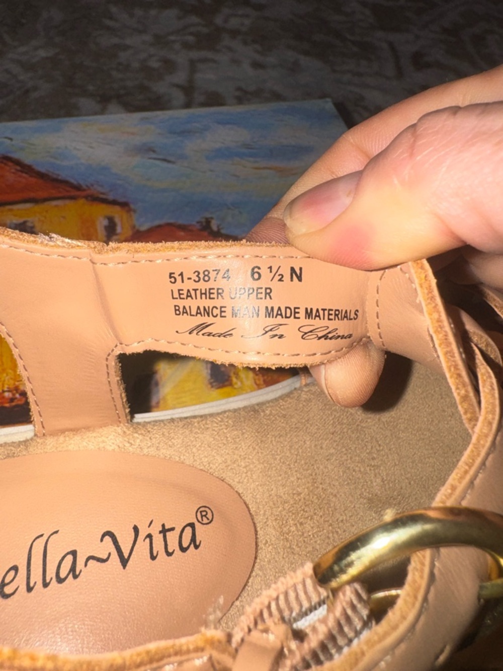 Bella Vita Women's Nude Strappy Fisherman Sandal with Gold Buckle - Picture 5 of 7
